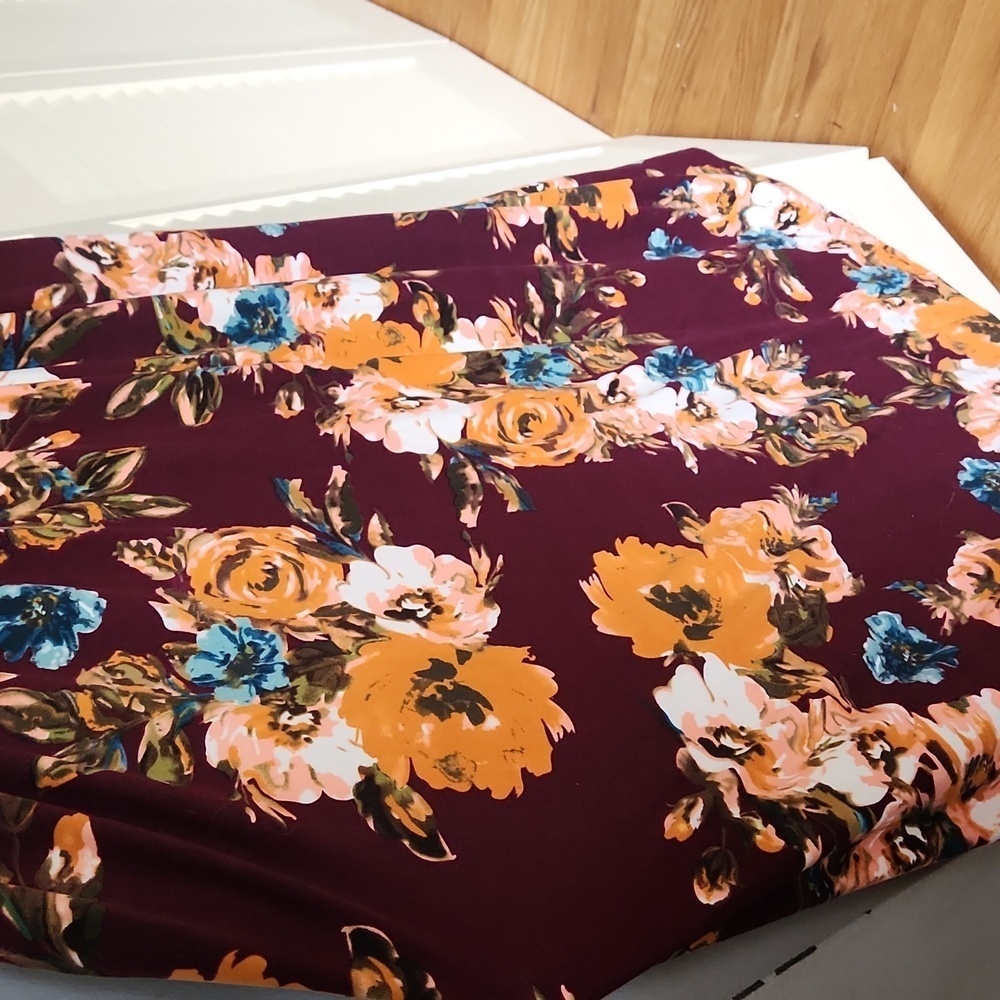 Hazel Blues Boutique Wine Colored Floral Print Maxi 4XL - Picture 6 of 6